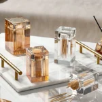 Luxury Crystal Glass Toothpick Box Barrel Home Dining Table Hotel Cotton Swab Dental Floss Storage Box Jar Clear Glass Container - Image 2