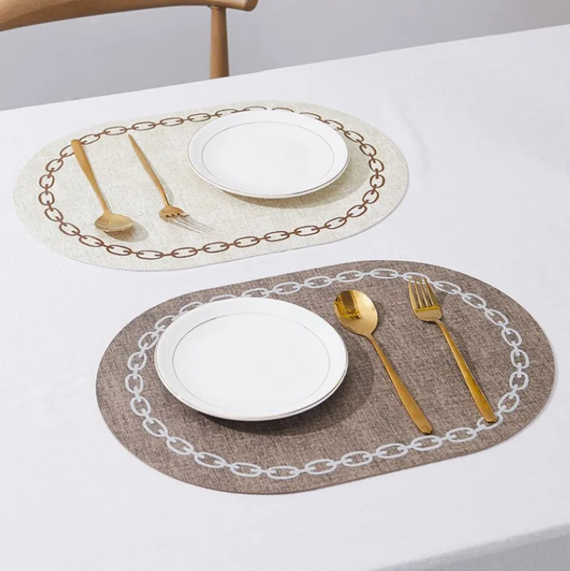 kf-S5a25862cbcc648f9abaf5f84fb4274bcN Oval Table Placemat Faux Leather Kitchen Dining Cream Table Pad Luxury Place Mat Tableware Cafe Pad Kitchen Accessories Салфетки - Image 1