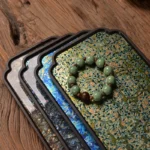 Large Lacquer Electric Wood and Pearl of Pearl Rectangular Tray Household Dry Brewing Tea Tray Enamel Light Luxury Tea Table - Image 2
