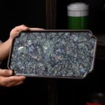 Large Lacquer Electric Wood and Pearl of Pearl Rectangular Tray Household Dry Brewing Tea Tray Enamel Light Luxury Tea Table