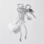 Luxury Charm Tassel Love Heart Pendant Handmade Creative Bowknot Keychain Cute Glossy Pendant Keychain Bag Accessories - Image 6