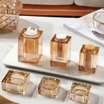 Luxury Crystal Glass Toothpick Box Barrel Home Dining Table Hotel Cotton Swab Dental Floss Storage Box Jar Clear Glass Container - Image 3