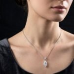 DiamondLite CZ Marquise-Cut Adjustable Pendant Necklace – Sterling Silver (20") - Image 2