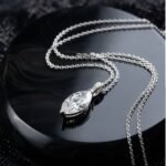 DiamondLite CZ Marquise-Cut Adjustable Pendant Necklace – Sterling Silver (20") - Image 3