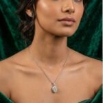 DiamondLite CZ Pear Halo Necklace – Sterling Silver, Adjustable 19" - Image 2