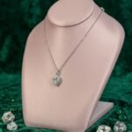 DiamondLite CZ Pear Halo Necklace – Sterling Silver, Adjustable 19" - Image 3