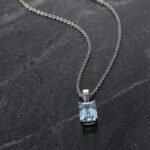 DiamondLite CZ Emerald-Cut Adjustable Pendant Necklace – Sterling Silver (20") - Image 3