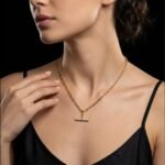 DiamondLite CZ T-Bar Rolo Necklace – Sterling Silver, 18K Gold Plated (18"+2") - Image 2