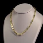 DiamondLite CZ Paperclip Link Necklace – Sterling Silver, 18K Gold Plated (16"+2")