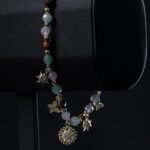 Genuine Aventurine, Rose Quartz & Tiger's Eye Charm Bracelet – Sterling Silver, 18K Gold Plated (6.5"+1")