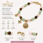Genuine Aventurine, Rose Quartz & Tiger's Eye Charm Bracelet – Sterling Silver, 18K Gold Plated (6.5"+1") - Image 4