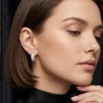 DiamondLite CZ Pavé Huggie Hoop Earrings – Sterling Silver, 18K Gold Plated (15mm) - Image 2