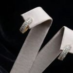 DiamondLite CZ Pavé Huggie Hoop Earrings – Sterling Silver, 18K Gold Plated (15mm) - Image 3