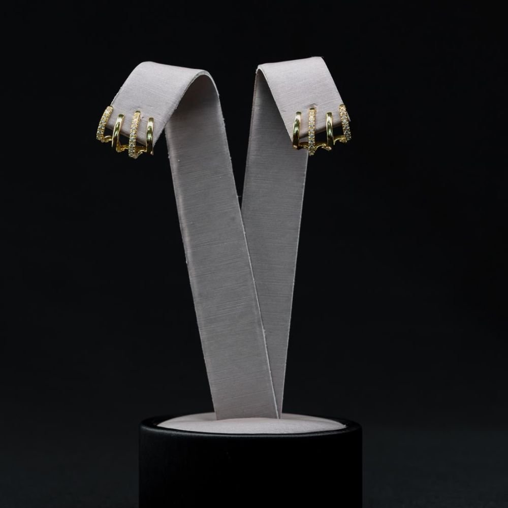 VR21E (1) DiamondLite CZ 4-in-1 Illusion Earrings – Sterling Silver, 18K Gold Plated - Image 1