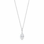 Elegant Pear Cut Cubic Zirconia Pendant Necklace for Women , Silver Tone Teardrop Solitaire Necklace , Classic Jewelry Gift