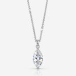 Elegant Marquise Cut Cubic Zirconia Pendant Necklace for Women , Silver Tone Solitaire Necklace , Classic Jewelry Gift