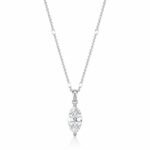 Elegant Marquise Cut Cubic Zirconia Pendant Necklace for Women , Silver Tone Solitaire Necklace , Minimalist Fashion Jewelry Gift