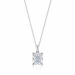 Elegant Radiant Cut Cubic Zirconia Pendant Necklace for Women , Silver Tone Solitaire Necklace , Classic Minimalist Jewelry Gift
