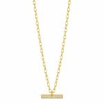 Elegant Gold Bar Pendant Necklace with Crystal Accents for Women , Minimalist Horizontal Bar Necklace , Fashion Jewelry Gift